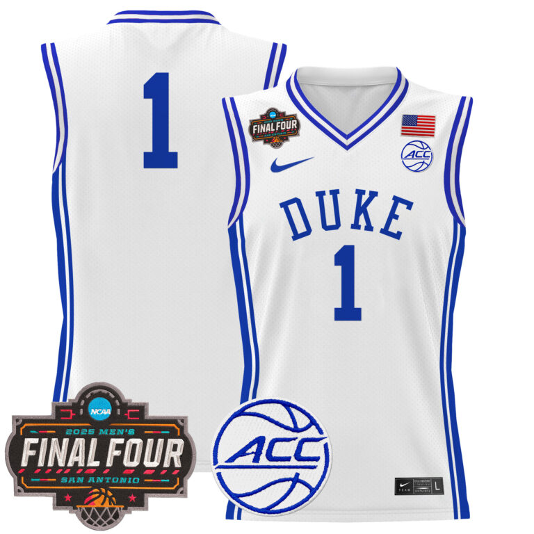 Men Duke Blue Devils 1 white 2025 Final Four Patch NCAA Jersey